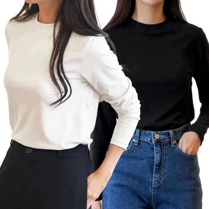 댄데이 여성 라운드 긴팔 티셔츠 2종 댄데이 여성 라운드 긴팔 티셔츠 2종