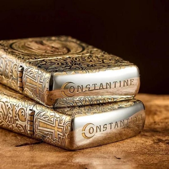 Zippo 황금 라이터, 콘스탄틴 사제 조각, 방풍 컬렉션 상자