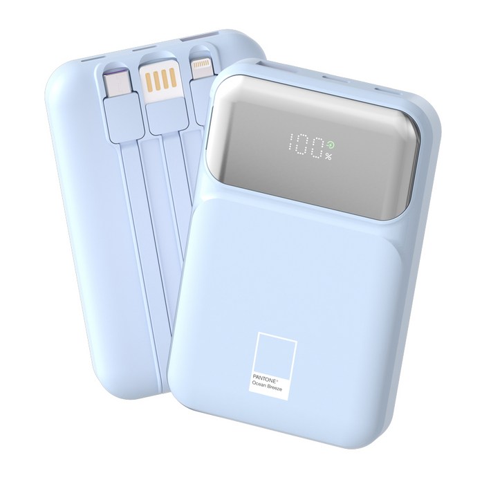 팬톤 PD 22.5W 초고속충전 대용량 케이블 일체형 미러 보조배터리 10000mAh PGB20, Ocean Breeze