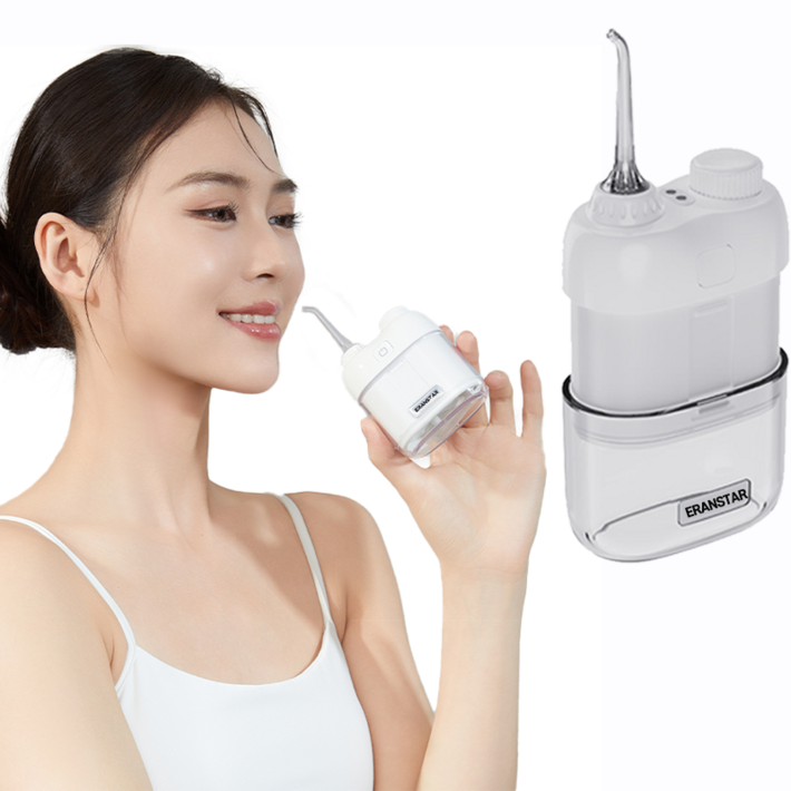 ERAN스타 미니 무선 물치실 구강세정기 IPX7급 방수 휴대용여행용캠핑용출장용, 화이트