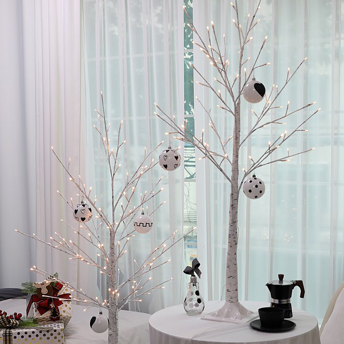 크리스마스트리60cm 조아트 크리스마스트리 자작나무트리 LED 감성트리 화이트 특별한트리 인조나무, 02_감성트리 화이트자작 1.6M