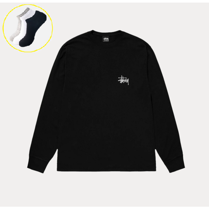 국내매장판 스투시 베이직 롱슬리브 티셔츠 긴팔티  패턴양말 증정