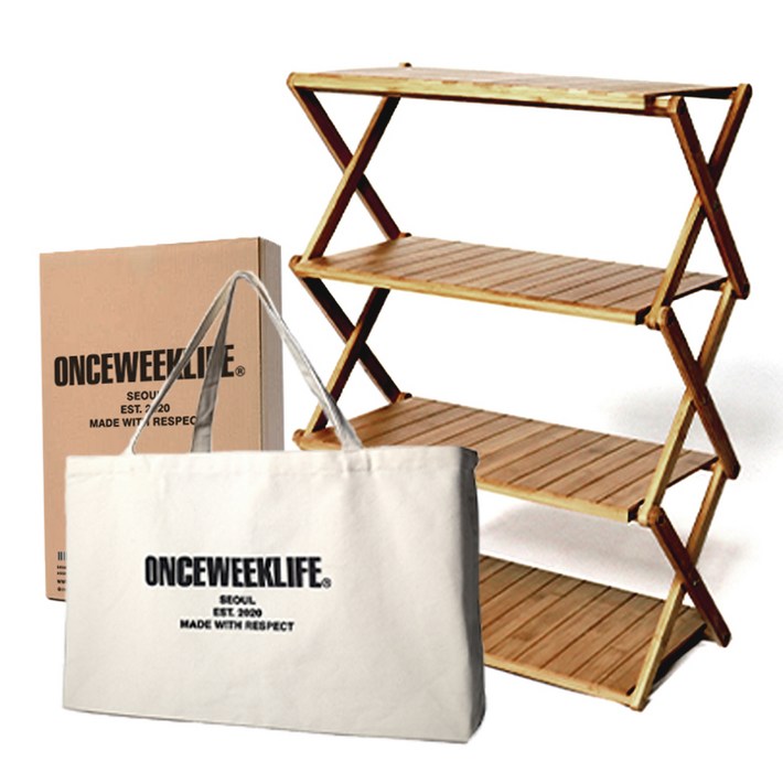원스위크라이프 접이식 우드쉘프 선반  전용 수납 에코백 세트