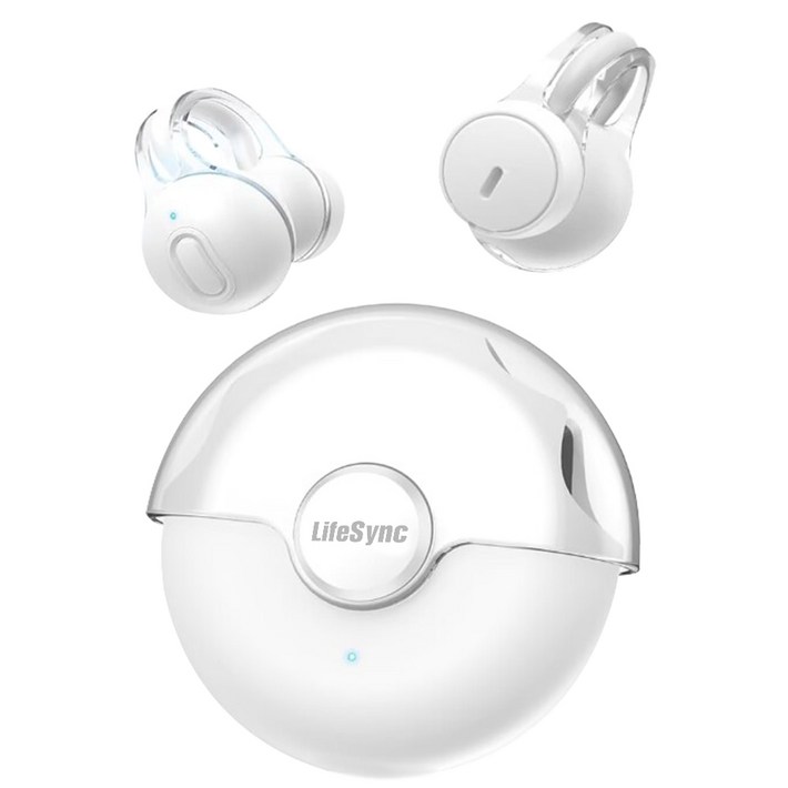 LifeSync 블루투스 이어폰 노이즈 캔슬링 커널형 무선 방수 오픈 귀걸이형 블루투스 헤드폰 자동페어링, 화이트, H08