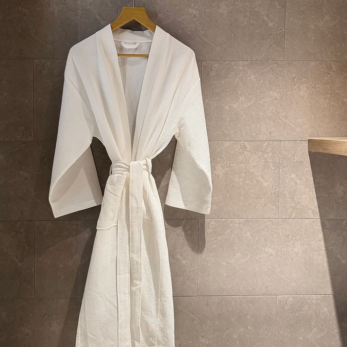사라벨 100 순면 와플 호텔 가운, 1개, 화이트 FREE