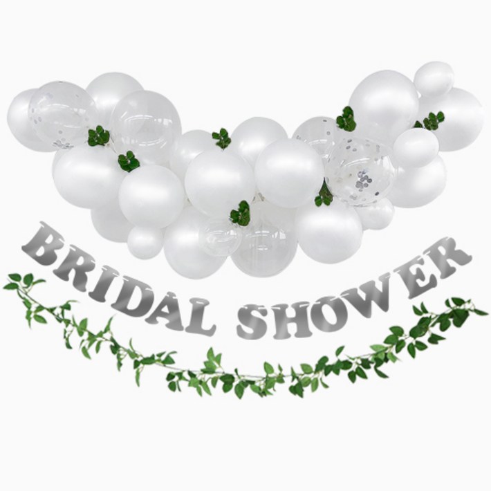 브라이덜 샤워 화이트 풍선 가랜드 세트 홈 파티 용품 장식 소품, BRIDAL SHOWER 가랜드 화이트 벌룬 세트, 1세트