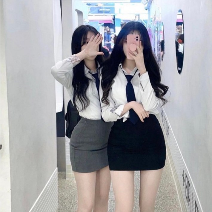 유콩샵 3사이즈2컬러 교복핏 기본미니스커트 교복치마 정장 오피스룩 슬림핏 H라인 일자 슬림 착붙핏 놀이동산 데이트룩