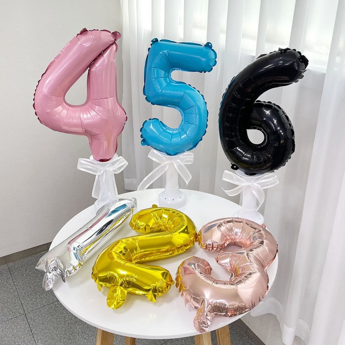 파티앤온 은박 숫자 스탠딩 생일 풍선 세트, 블루