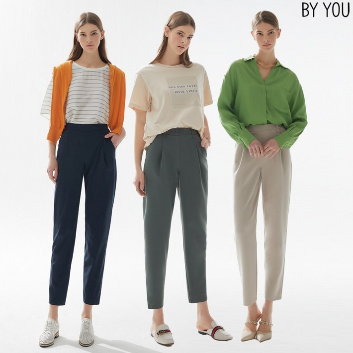 바이유 여성 릴렉스 히든핏 밴딩 팬츠 여자배기팬츠 캐주얼팬츠 STBW