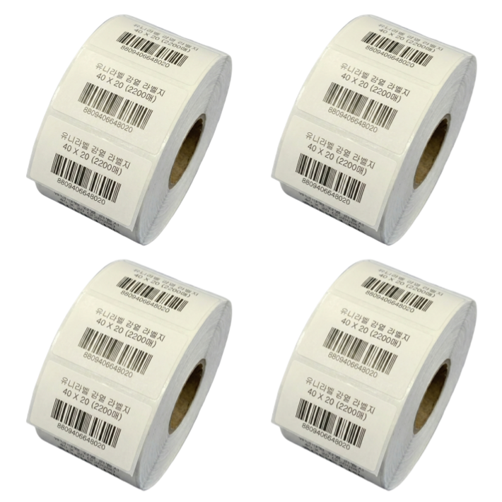 감열라벨지 가로4cm 세로2cm 2200매, 4롤