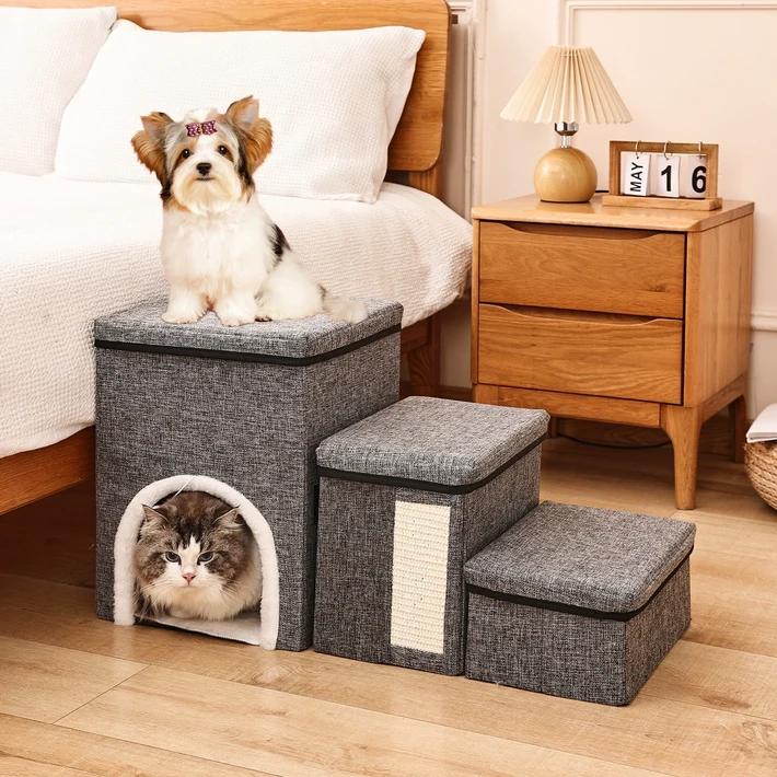 유첸 반려동물 계단 강아지 고양이 침대 소파 계단 접이식 미끄럼방지 수납형 하우스