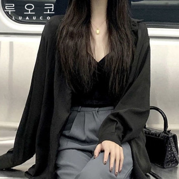 루오코 정장 가을 셔츠 와이드 바지 여성 착용 서양식