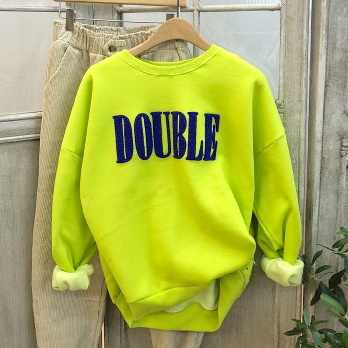 이힝 뽀글 레터링 네온 기모맨투맨 루즈핏 맨투맨