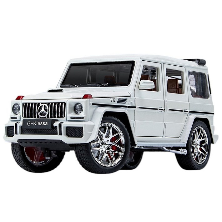 다이캐스트 124 벤츠 지바겐 AMG G63 모델 합금 풀백 자동차 모형, 1개, 화이트