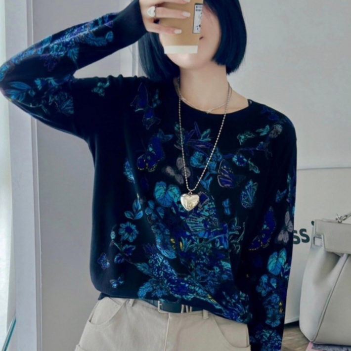 미시108 날씬해보이는 중년 여성 니트티 5종 고급 세련된 부드러운 신축성 엄마옷 명품스타일