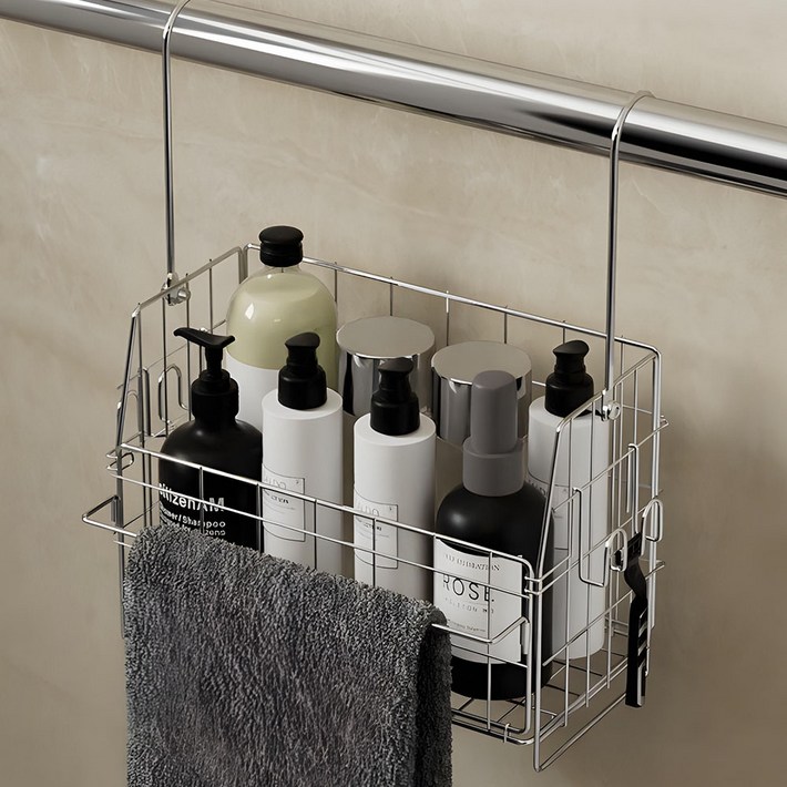 마치홈 스텐레스 무타공 욕실선반 바스켓, 1개