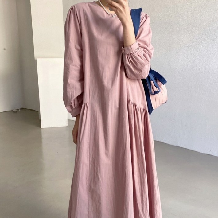 ZENCY 젠시 러블리 라운드 셔링 포켓 롱원피스 5588사이즈까지