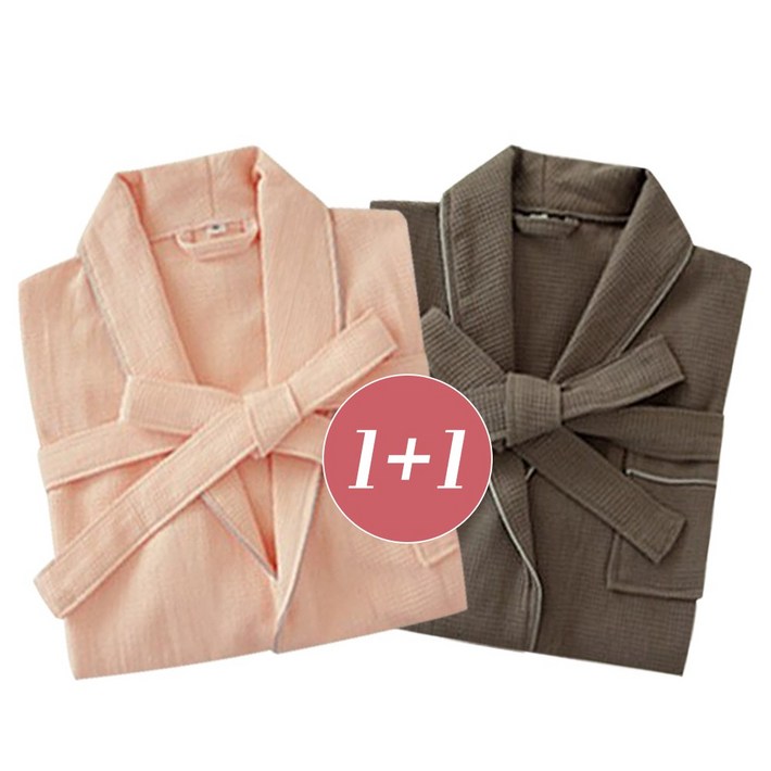 11 프리미엄 와플 호텔 샤워가운 심플, 1개, 핑크M브라운M