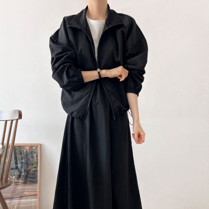 세브리 여성 빅사이즈 아노락 투피스 치마 세트