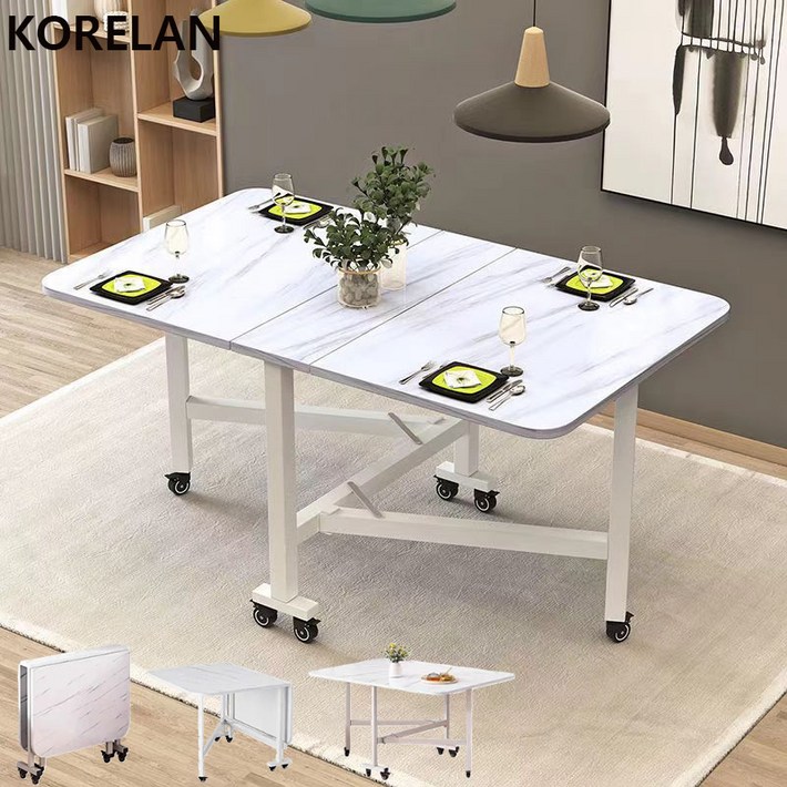 KORELAN 1200x700 원터치 접이식 다용도 이동식 식탁 접이식 식탁 접이식식탁테이블 사무용책상