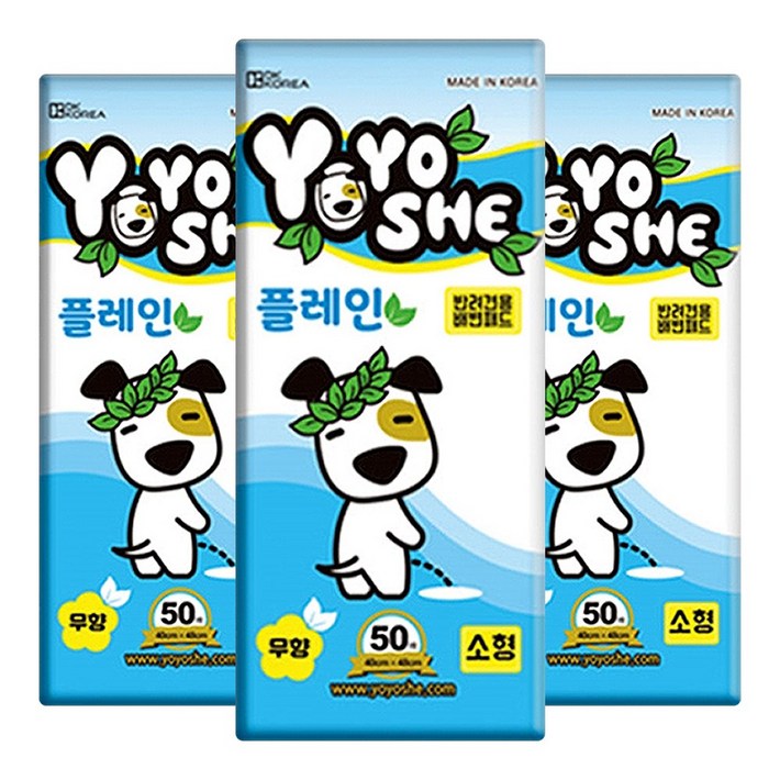 요요쉬 강아지 배변패드 플레인, 3개, 50개입