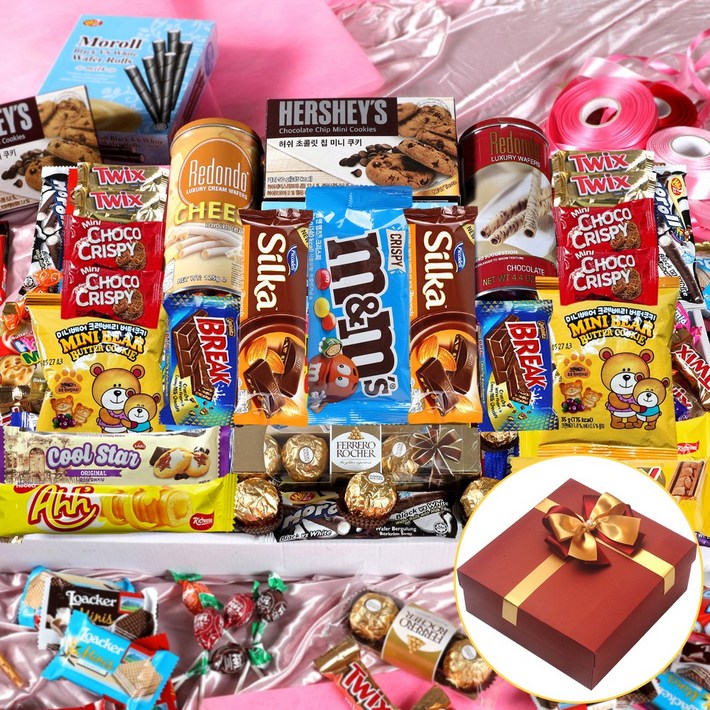 화이트데이 사탕 함께해요 달콤 초콜릿 간식 수제리본 선물세트07, 1000g, 1개