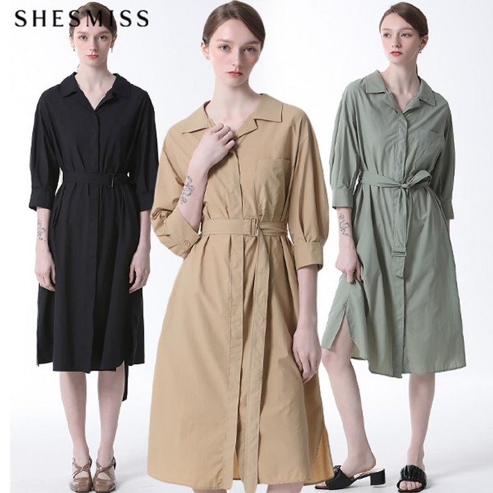 쉬즈미스 오픈카라 셔츠형 원피스  택가격  268000원