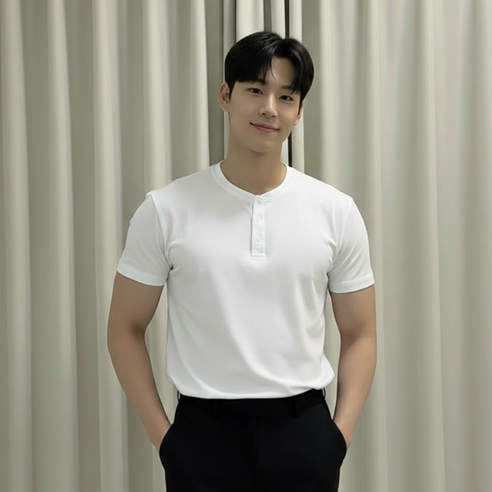 데일로엔 남자 데일리 머슬핏 무지 반팔 이너 티셔츠