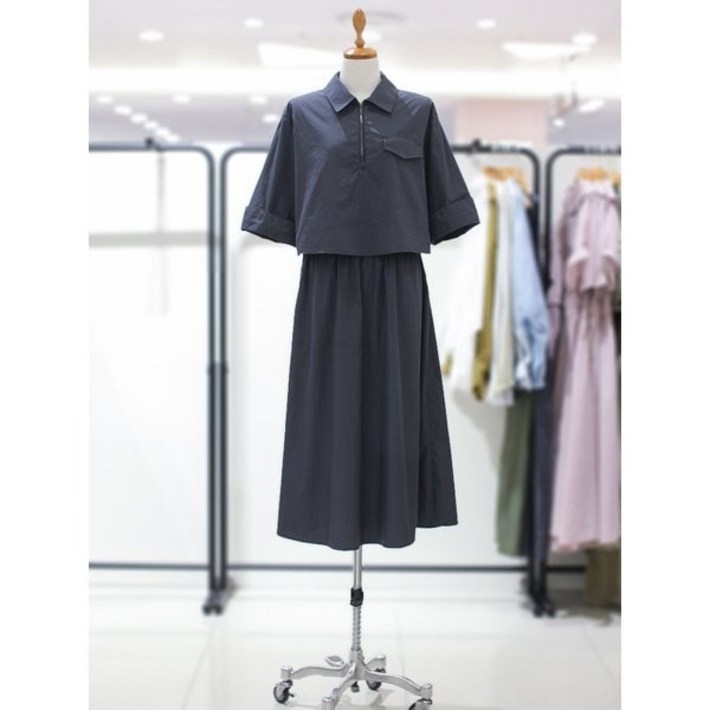 브랜드정품 코데즈컴바인 카라 반집업 허리밴드 원피스CICOP507W8 P002857963 간절기 브랜드 백화점