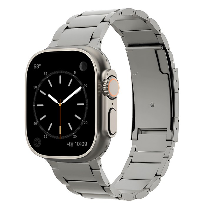 끼움 애플워치 울트라 호환 프리미엄 티타늄 100 메탈 스트랩 밴드, 실버