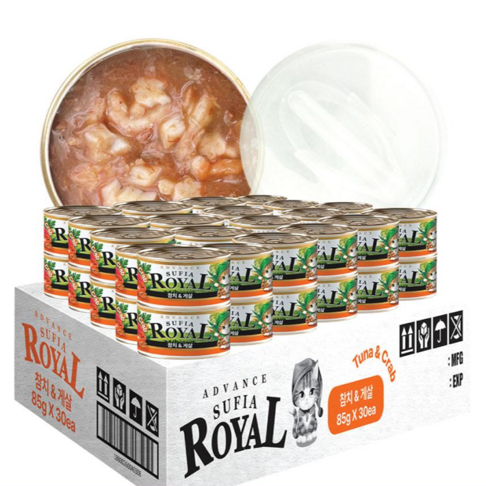 어드밴스 로얄 수피아 7종 85g x 90개입 고양이 캔 길냥이 통조림 간식, 85g, 90개, 수피아 참치치어
