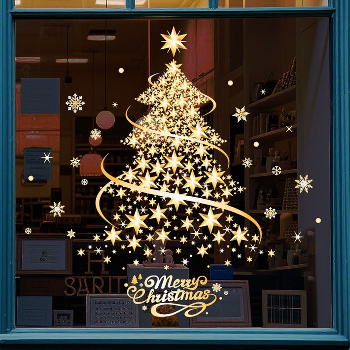 조아조아 크리스마스 비접착 창문 정전기 스티커 13종, 11번 스타일