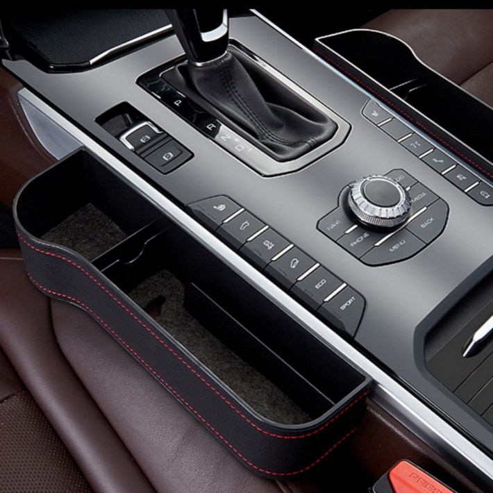 지티알 2개 운전석 조수석 차량용 시트틈새 가죽사이드포켓 수납함 정리함 컵홀더, 블랙, 2개