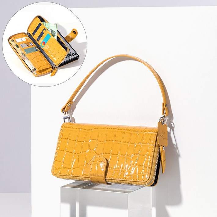 BonAtti HERES 천연소가죽 악어 지퍼 지갑 갤럭시 Z폴드 7 6 5 4 케이스핸드스트랩