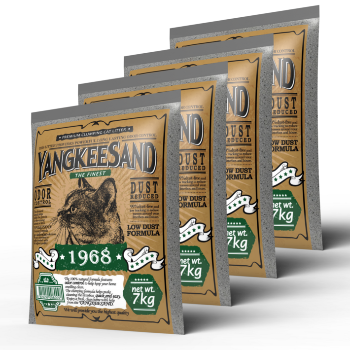 양키샌드 1968 벤토나이트 고양이모래 7kg 총 4봉총 2박스 배송, 4개
