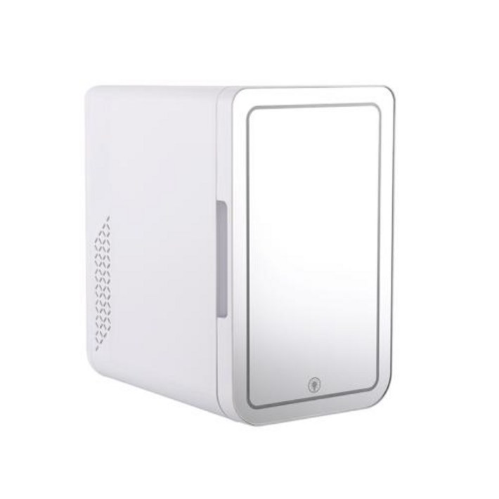 4L 냉장고 최신 냉각 및 열 조정 데스크탑 미니 HD 거울이있는 저소음 핑크