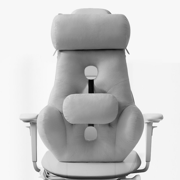 Pogeuni 사무실 사무용 바른자세 허리 쿠션 조절가능한 고급형 대형 의자 등받이 쿠션, 그레이