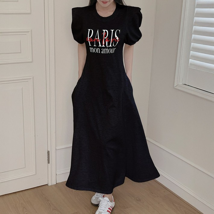 떳다그녀 모나무르 레터링원피스 다트원피스 민소매원피스 다이마루 맨투맨원피스 슬리브리스 롱원피스