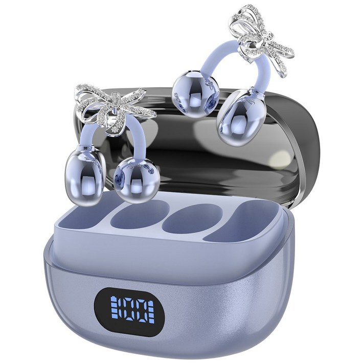 WAPIK 오픈형 무선 블루투스 이어폰 이어커프 귀찌 귀걸이형 고음질 HiFi, 퍼플, R5