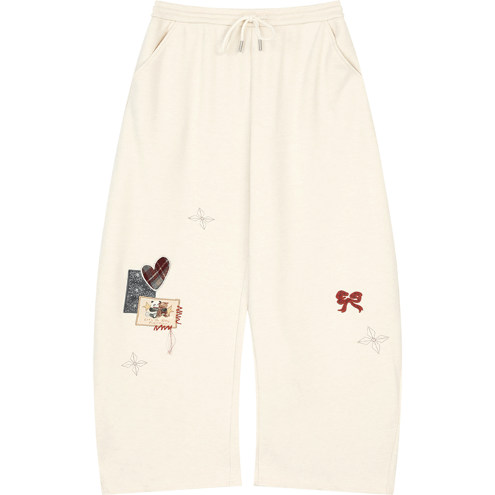 ELFSACK 여성 가을겨울 부드러운 골지 와이드핏 조거팬츠 고퀄리티 밍크 터치 기모 롱 바지 데일리 코디