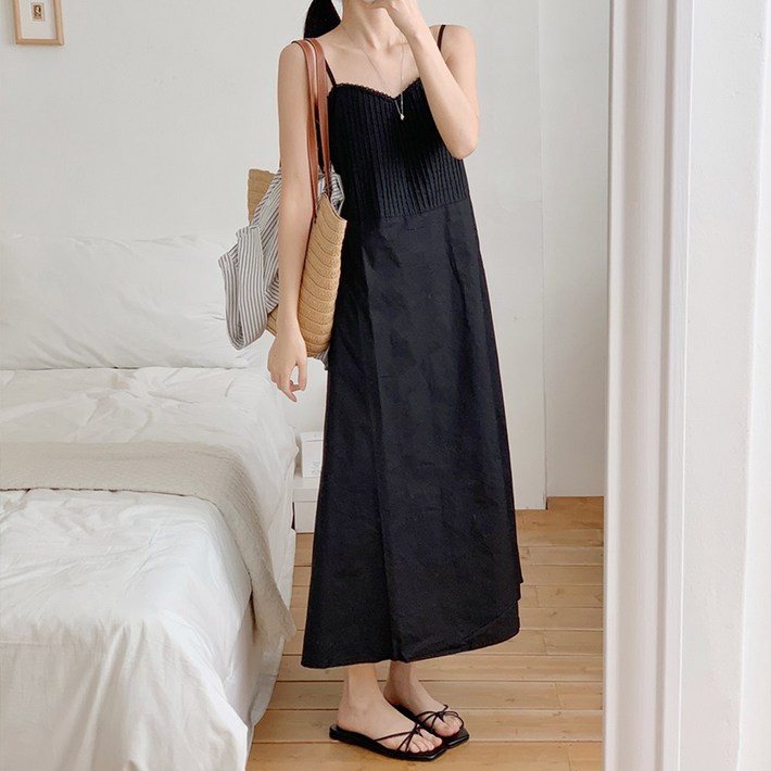 뉴데이3만장돌파러블리 여성 링클 나시 롱 원피스