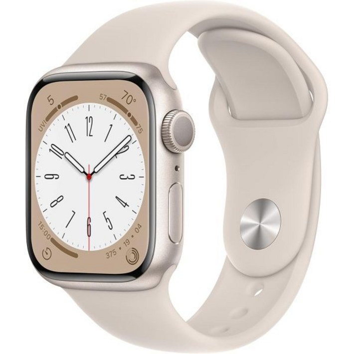 Apple Watch 시리즈 8GPS, 41MM  스타라이트 스포츠 밴드 ML이 포함된 알루미늄 케이스프리미엄 갱신