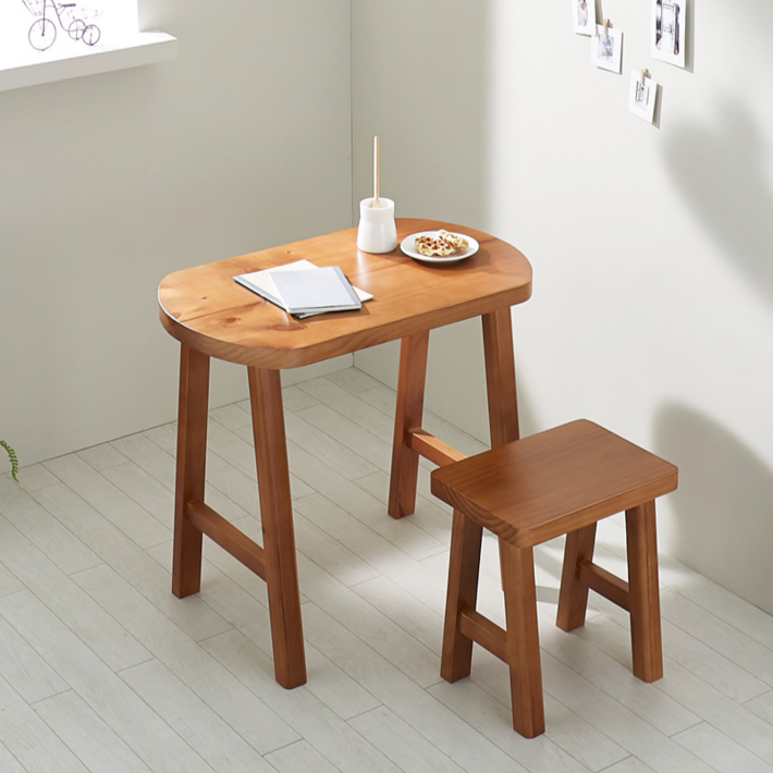 한정 수량 특가1인 2인 원목 식탁 까페 미니 타원형 탁자 베란다 홈바 다이닝 스타벅스 테이블 800 3co
