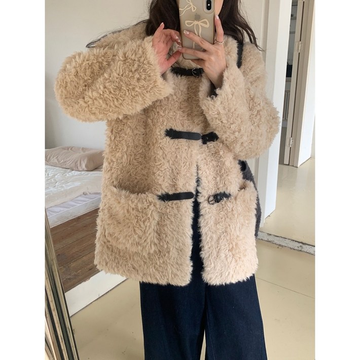 완스몰 푸들 노카라 버클 페이크 퍼 자켓 jk32686