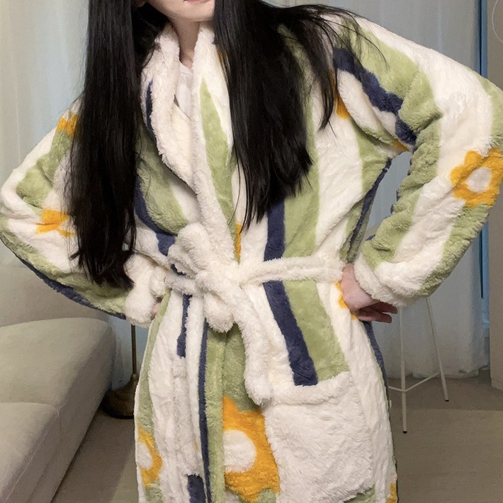 미코허그 겨울 극세사 수면 로브 목욕 샤워 가운, 블라썸Free, 1개