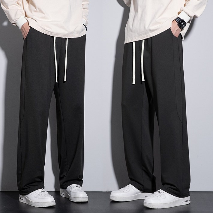 11남성용 트레이닝바지 데일리 세미 와이드 스판  밴딩 슬랙스 바지  2장세트 베이잉