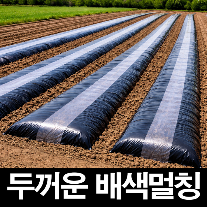 농대나온남자 배색 멀칭비닐 두꺼운 두께 0.02, 폭 100cm, 길이 200m 고추 감자 마늘 양파 무 배추 텃밭 농사 농업용 비닐