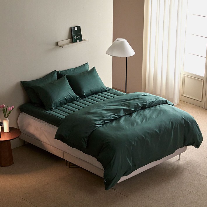 바운티풀 특급호텔침구 고중량 스탠다드 호텔이불이불커버세트 킹 K 겨울 구스이불세트, 솔리드 포레스트그린