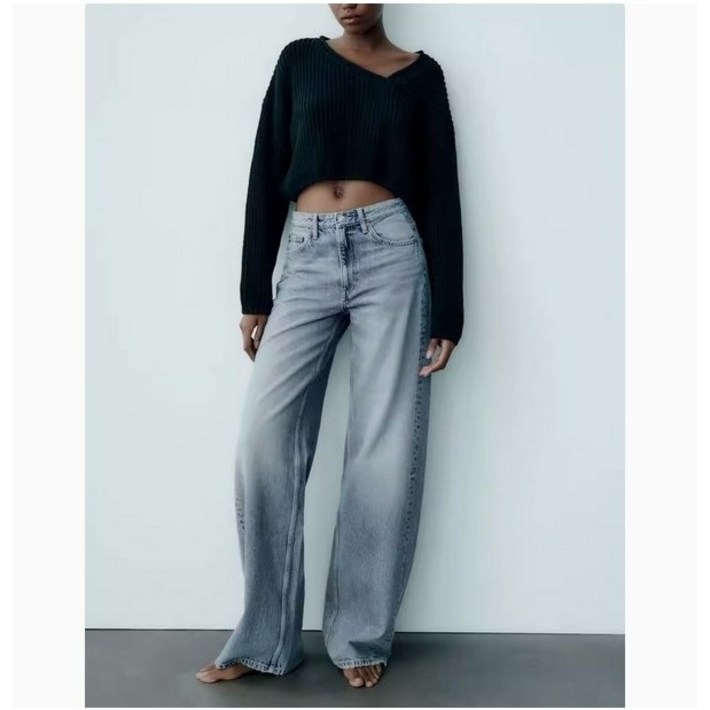 ZARA 여자 신상 와이드핏 청바지 캐주얼 데님팬츠 3Y1007