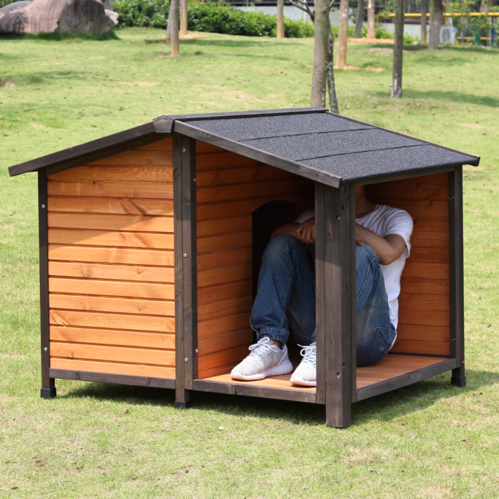 원목 야외 대형견집 디자인2, 1개, 원목